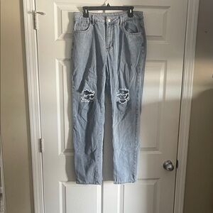 SHEIN Light Blue Boyfriend Jeans with Distressed Details